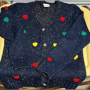 Colorful Heart Patterned Cardigan